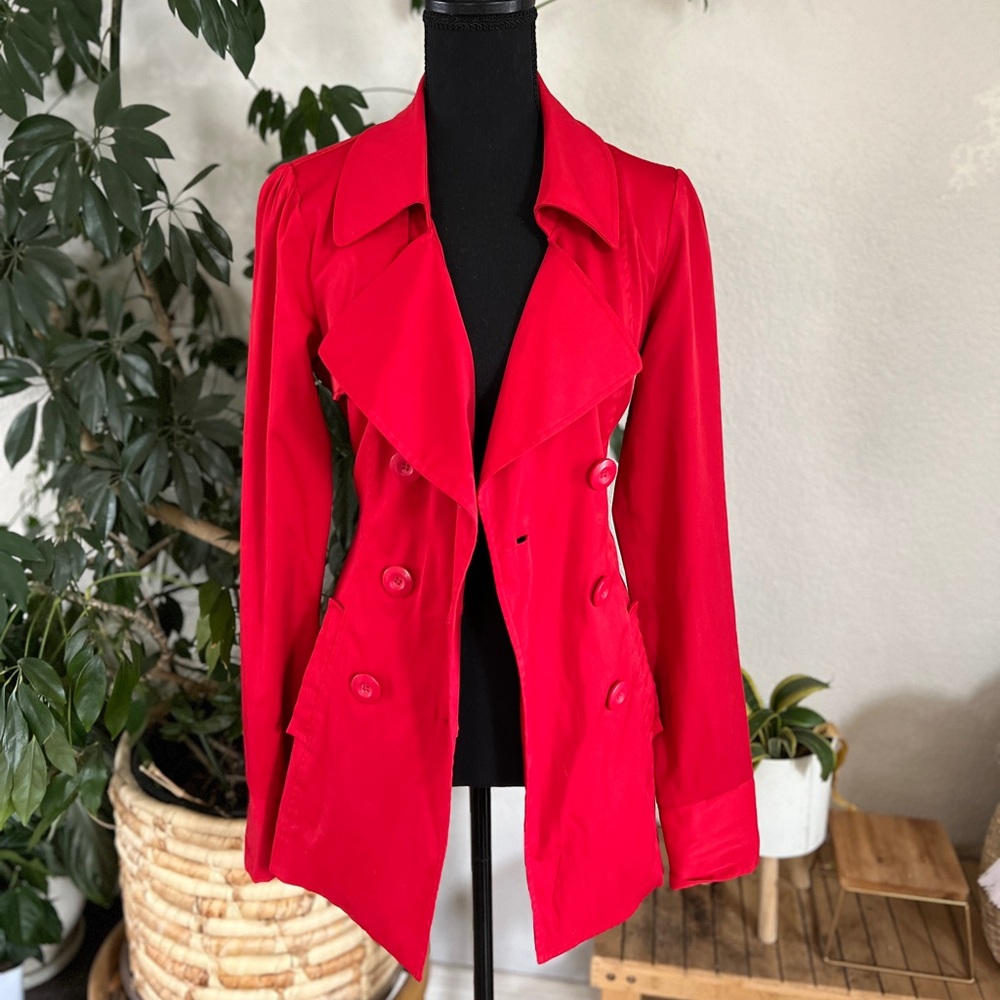 Vertigo Paris Red Trench Coat Classic Tailored Design